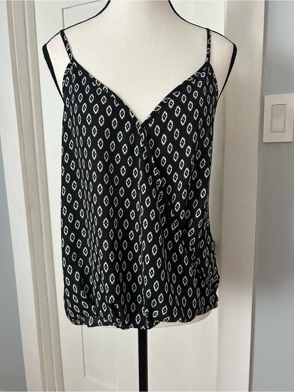 Pink Rose Black Printed V-Neck Camisole Top - Picture 2 of 7